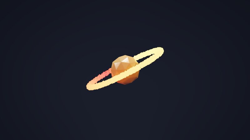 Planet with Rings — Black, Serene, Night, 3d Render, Space