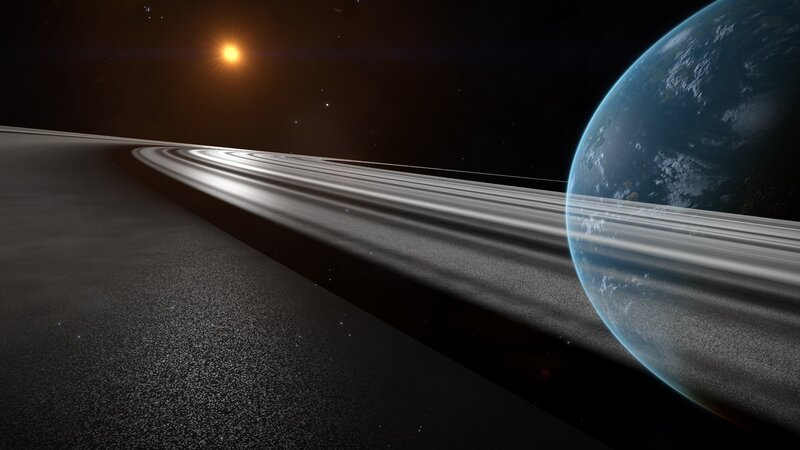 Planet with Rings — Blue, Dramatic, 3d Render