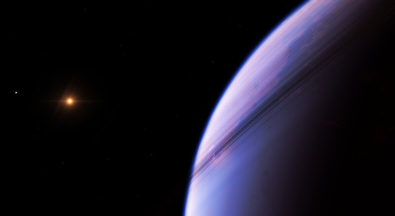 Planet with Rings — Blue, Dramatic, Night, Digital Art, Star, Space