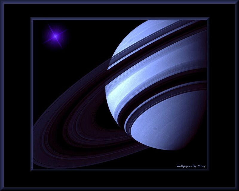 Planet with Rings — Blue, Dramatic, Night, Digital Art, Star
