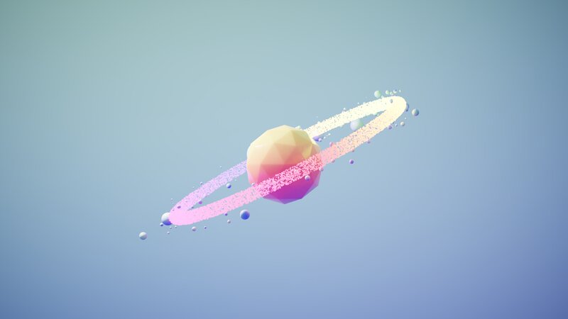 Planet with Rings — Blue, Serene, 3d Render, Particles