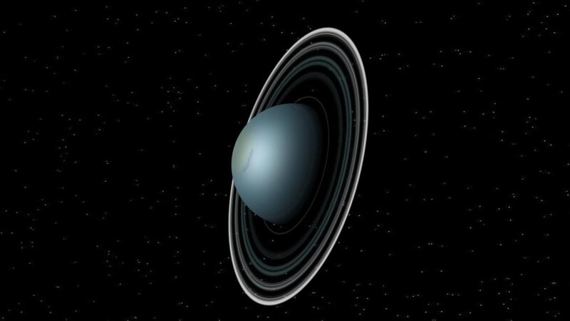 Planet with Rings — Blue, Serene, Night, 3d Render, Stars, Black