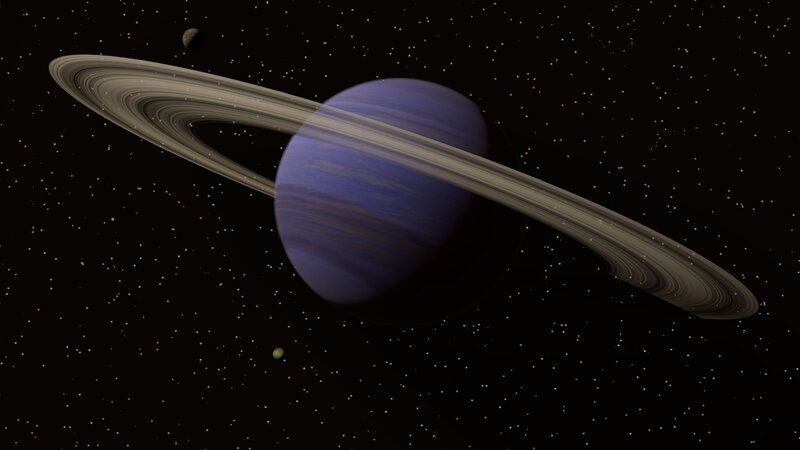 Planet with Rings — Blue, Serene, Night, 3d Render