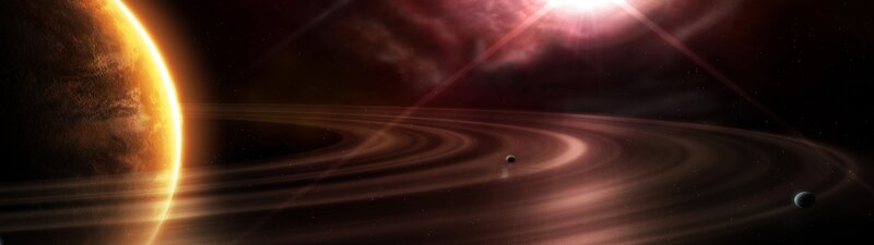 Planet with Rings — Brown, Dramatic, Digital Art, Moon