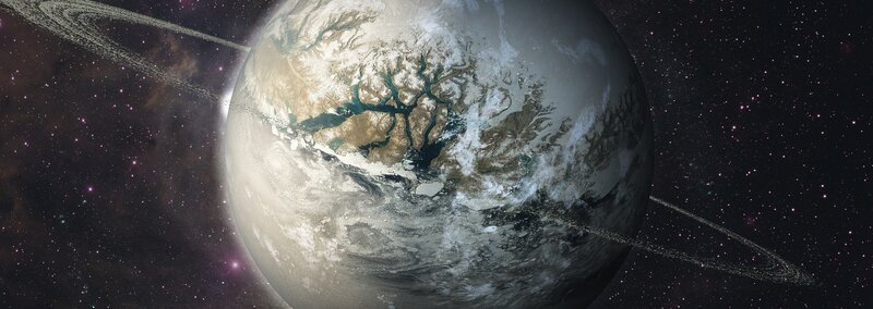 Planet with Rings — Gray, Dramatic