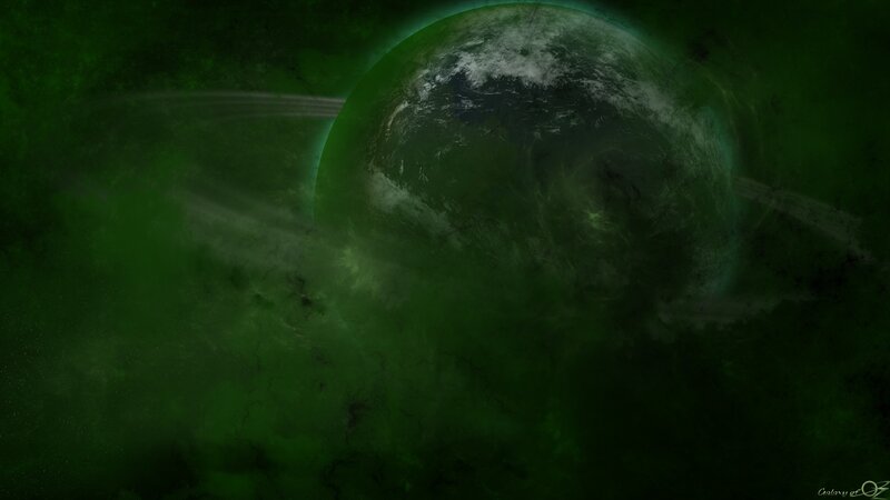 Planet with Rings — Green, Dark