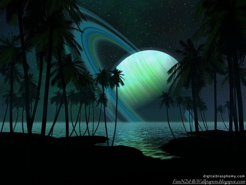 Planet with Rings — Green, Serene