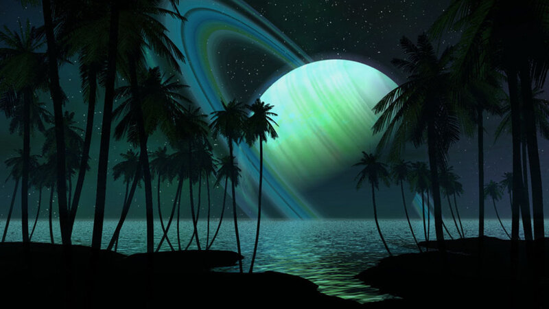 Planet with Rings — Green