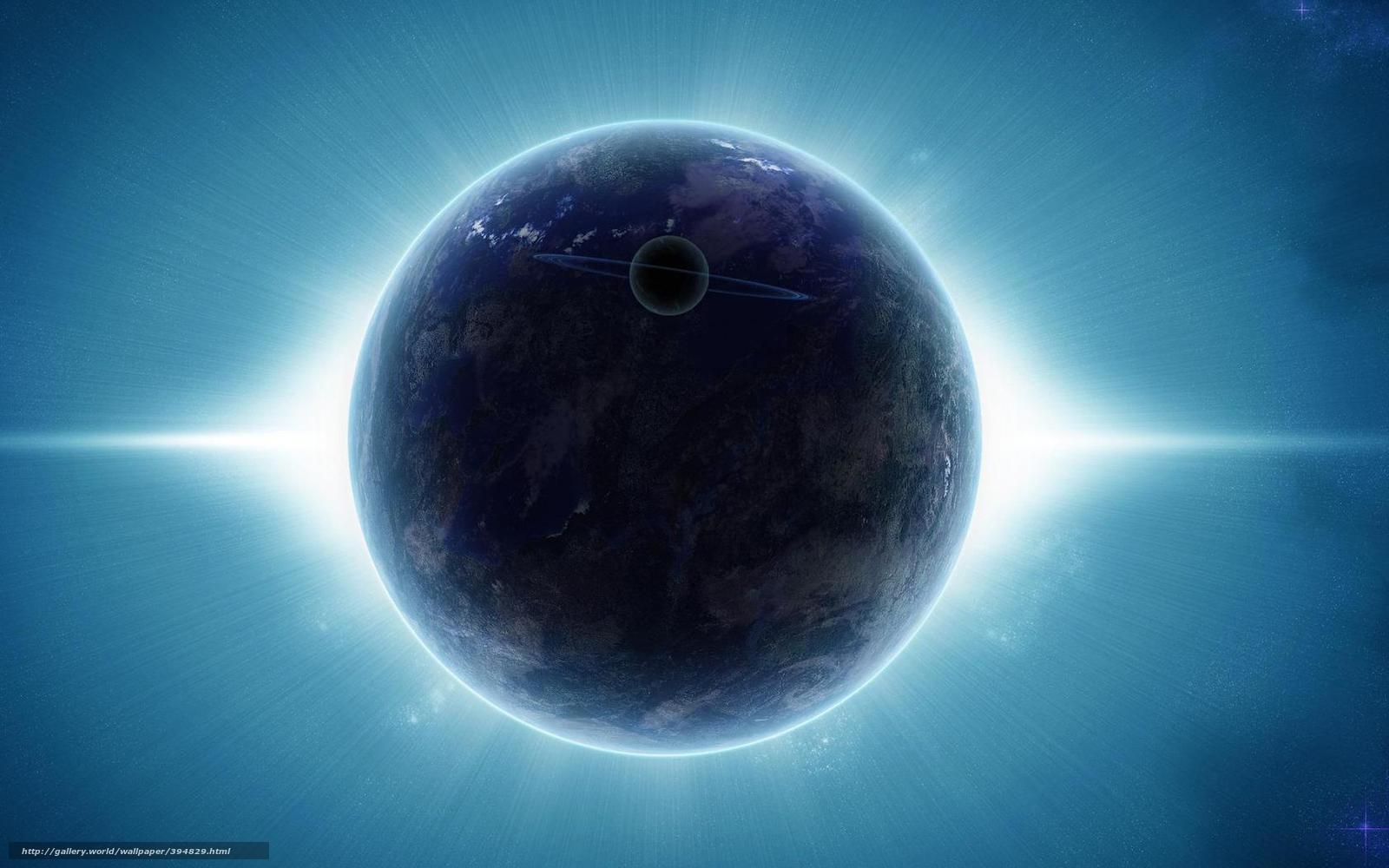 Planet with rings in space