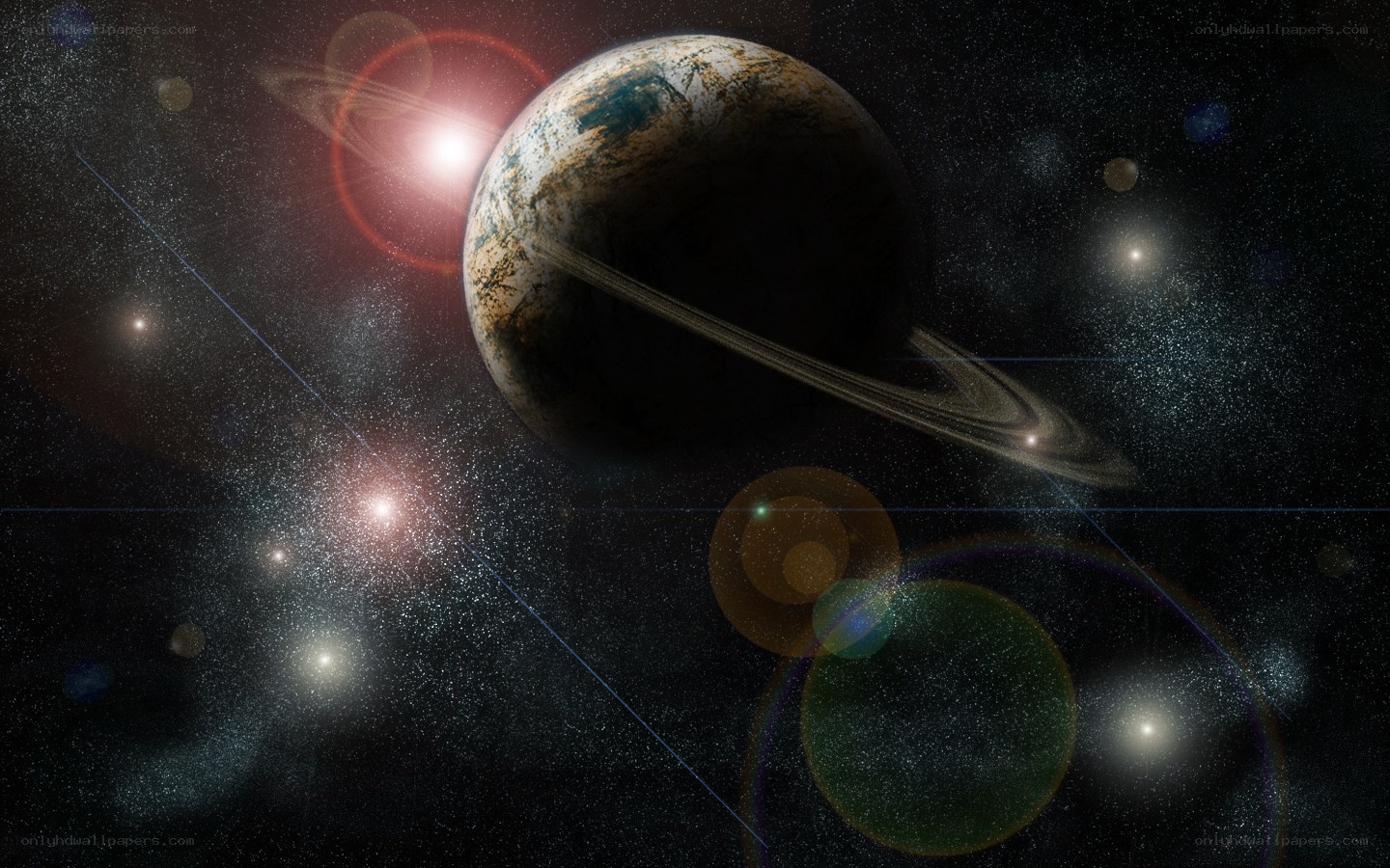 planet with rings in space