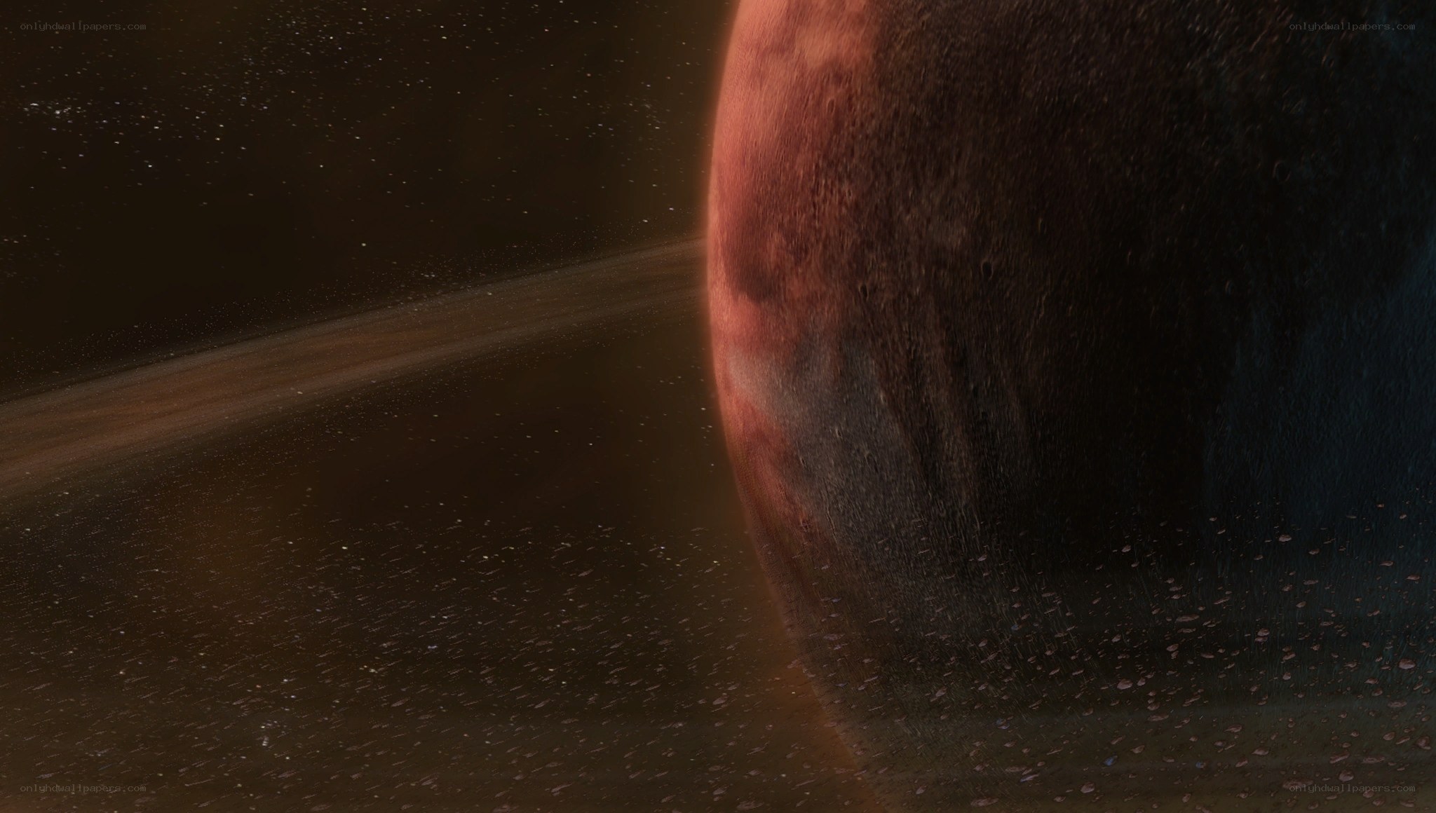 planet with rings in space