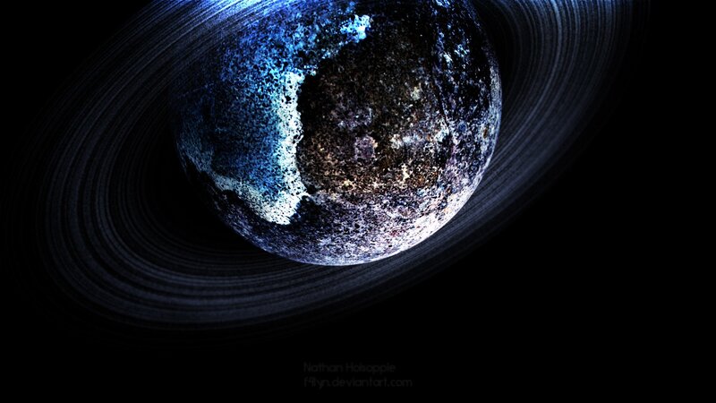 planet with rings in space