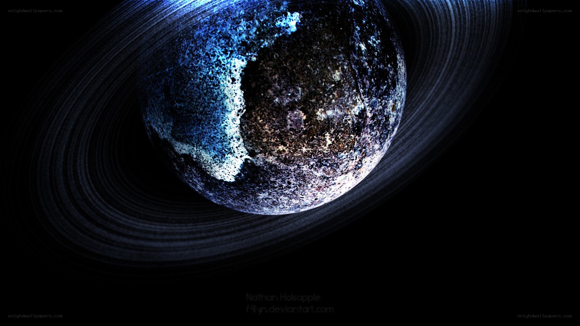 planet with rings in space