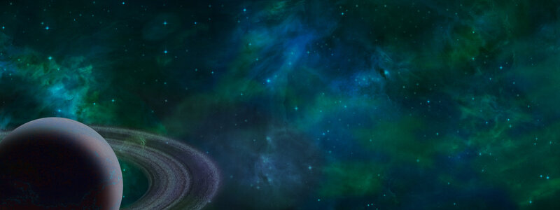 Planet with rings in space