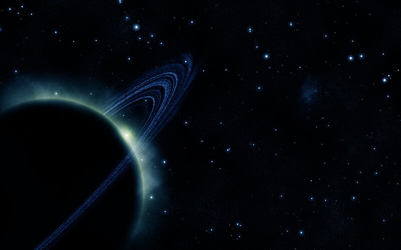 planet with rings in space