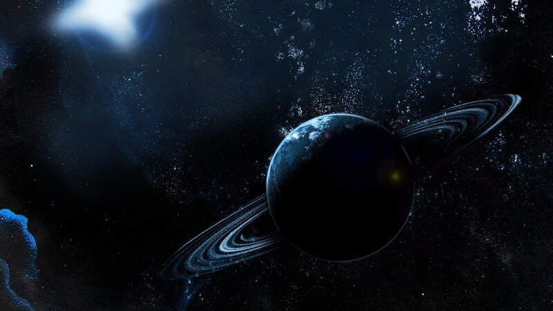 planet with rings in space