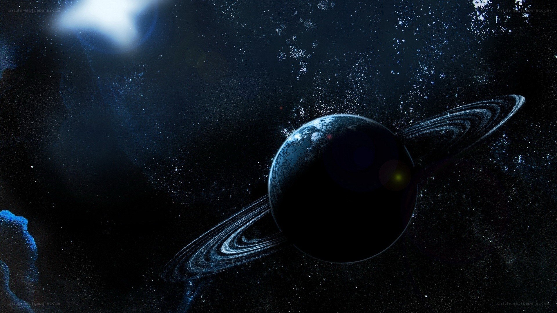 planet with rings in space