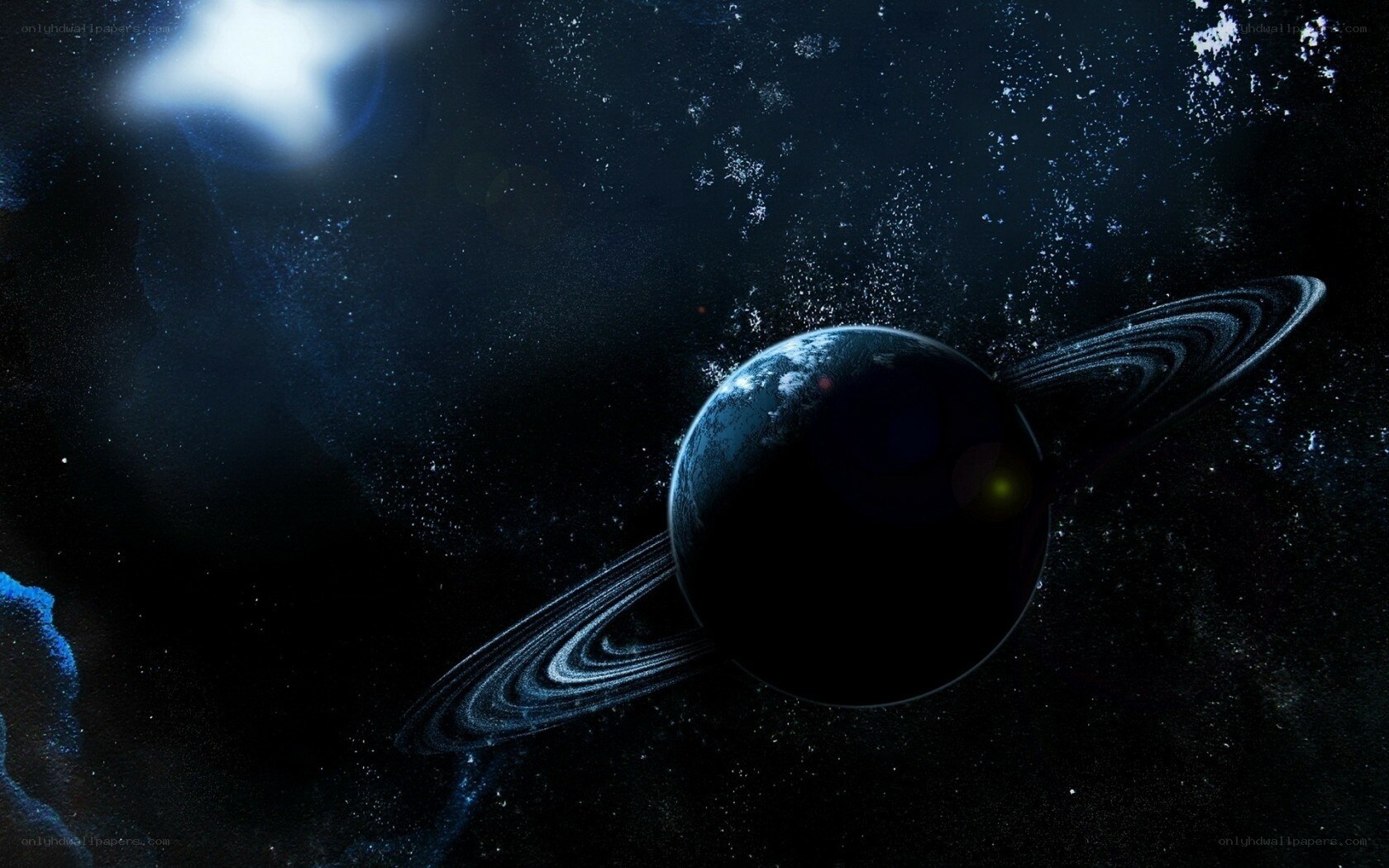 planet with rings in space