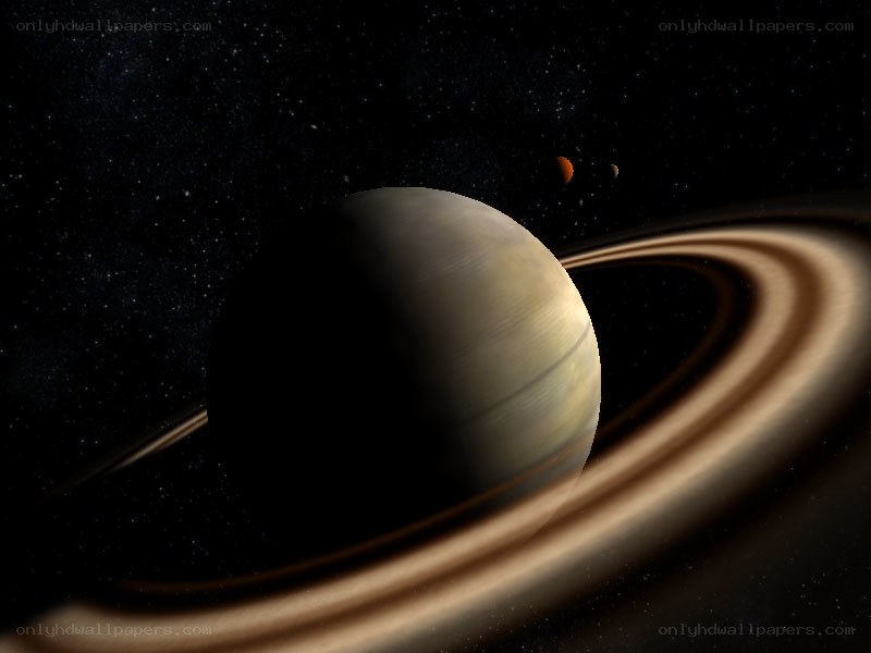Planet with rings in space