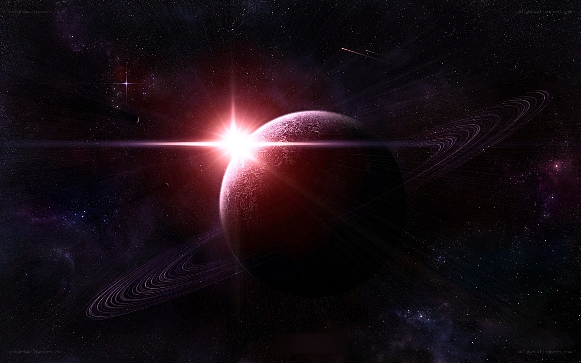 planet with rings in space