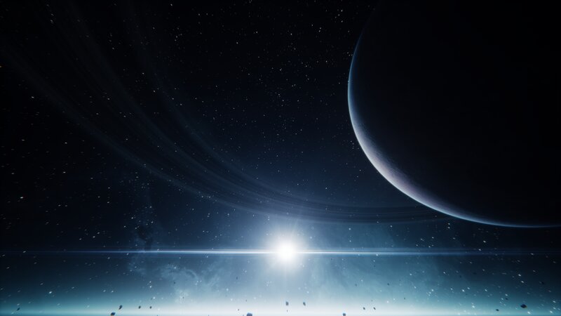 Planet with Rings in Space — Black, Cosmic, Night, 3d Render