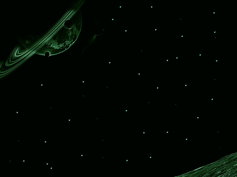 Planet with Rings in Space — Black, Dark