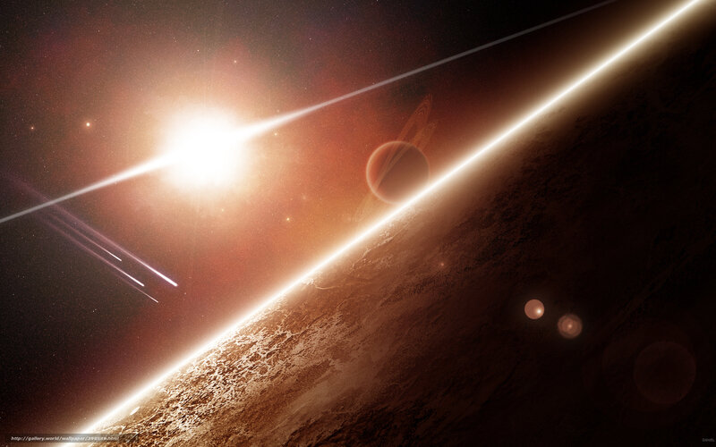 Planet with Rings in Space — Brown, Dramatic