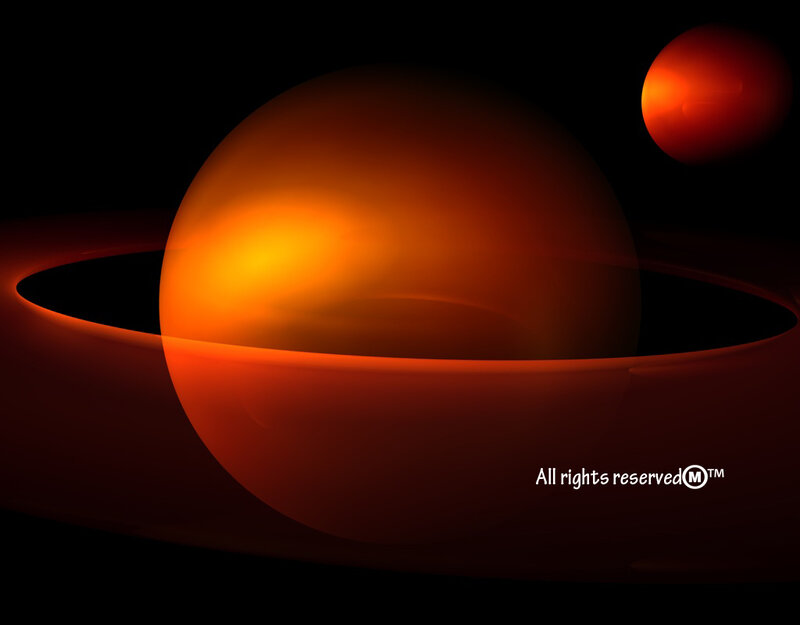 Planet with Rings — Orange, Dramatic, Night