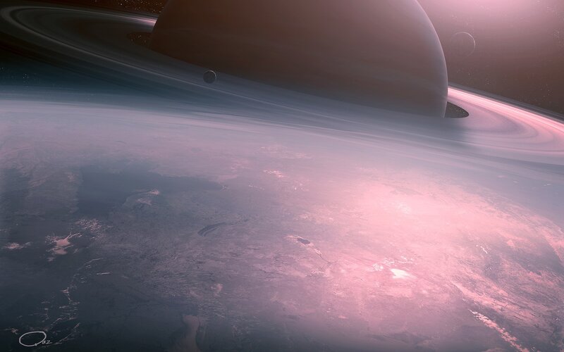 Planet with Rings — Pink, Dramatic