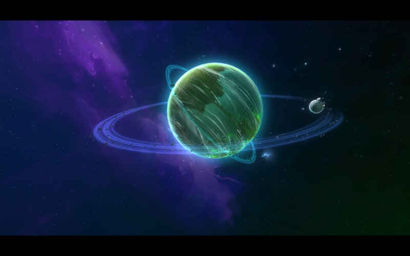 Planet with Rings — Purple, Cosmic, Digital Art, Moon