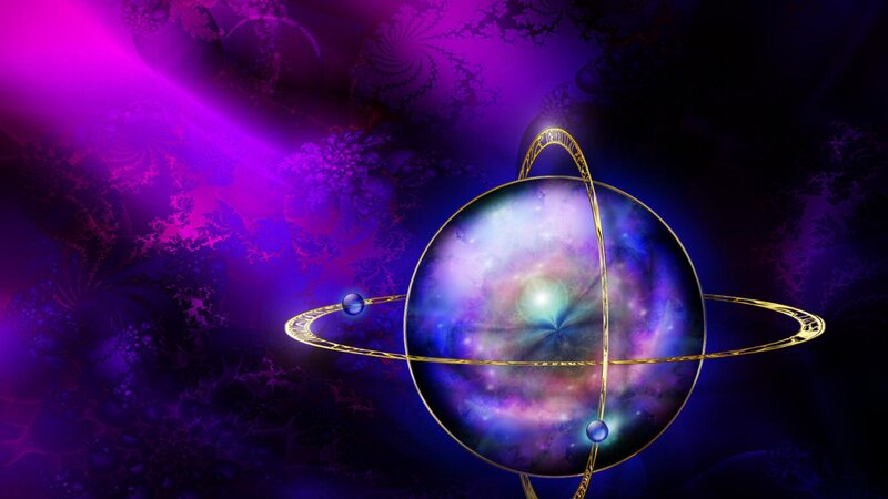 Planet with Rings — Purple, Cosmic, Digital Art