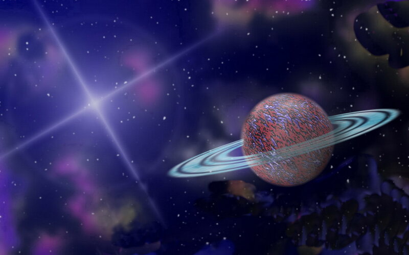 Planet with Rings — Purple, Cosmic, Night
