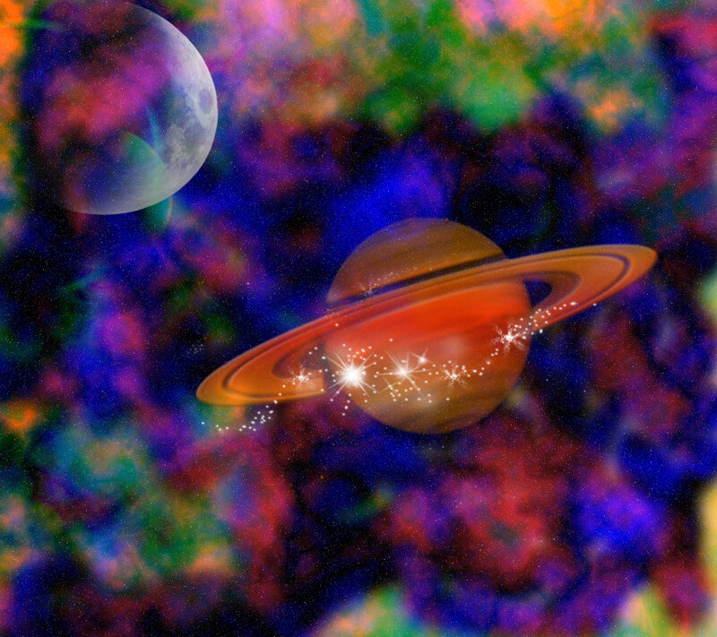 Planet with Rings — Purple, Cosmic