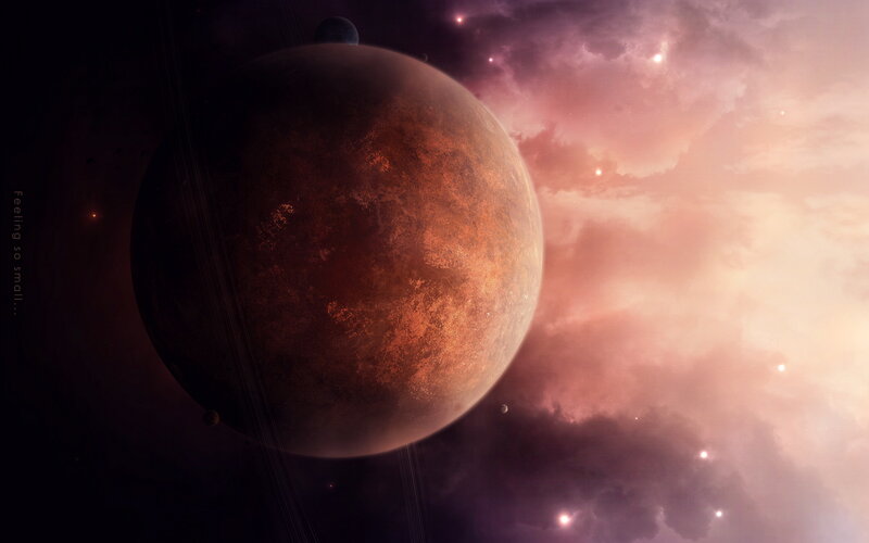 Planet with Rings — Purple, Dramatic, Digital Art