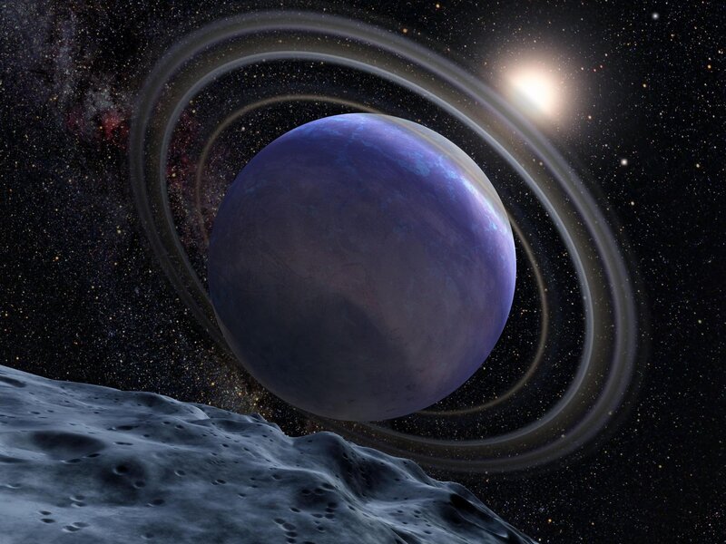 Planet with Rings — Purple, Dramatic, Night, Digital Art, Stars