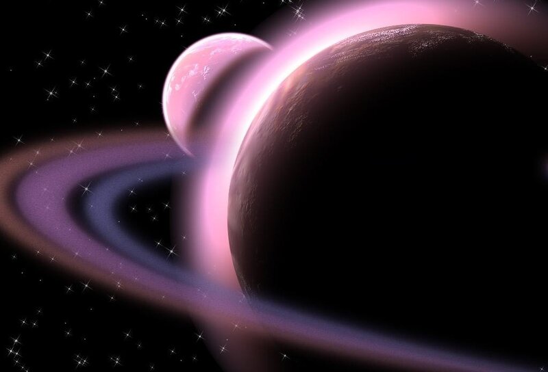 Planet with Rings — Purple, Dramatic, Night