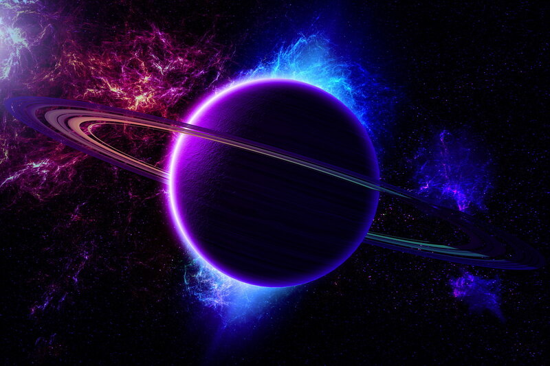 Planet with Rings — Purple, Dramatic
