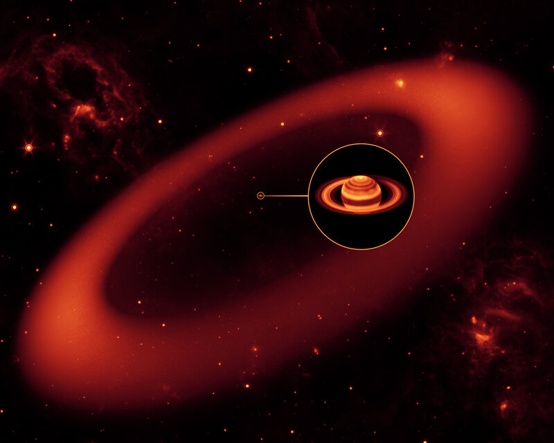 Planet with Rings — Red, Dramatic, Digital Art, Stars
