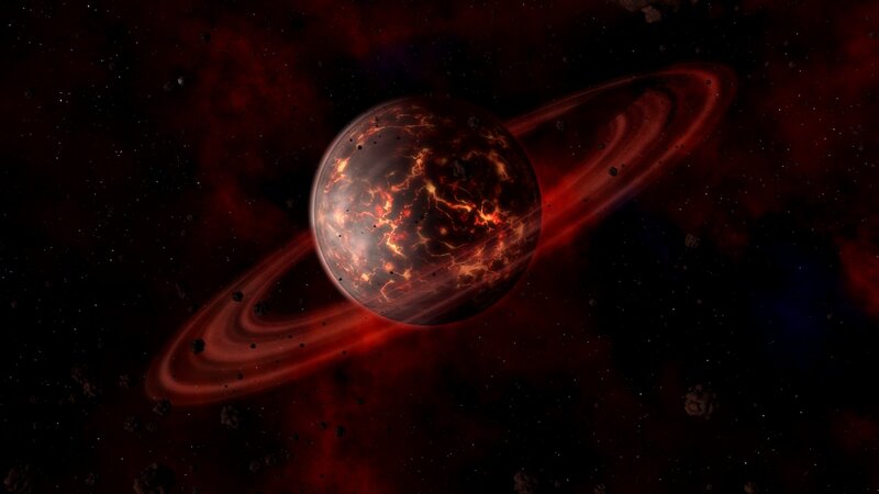 Planet with Rings — Red