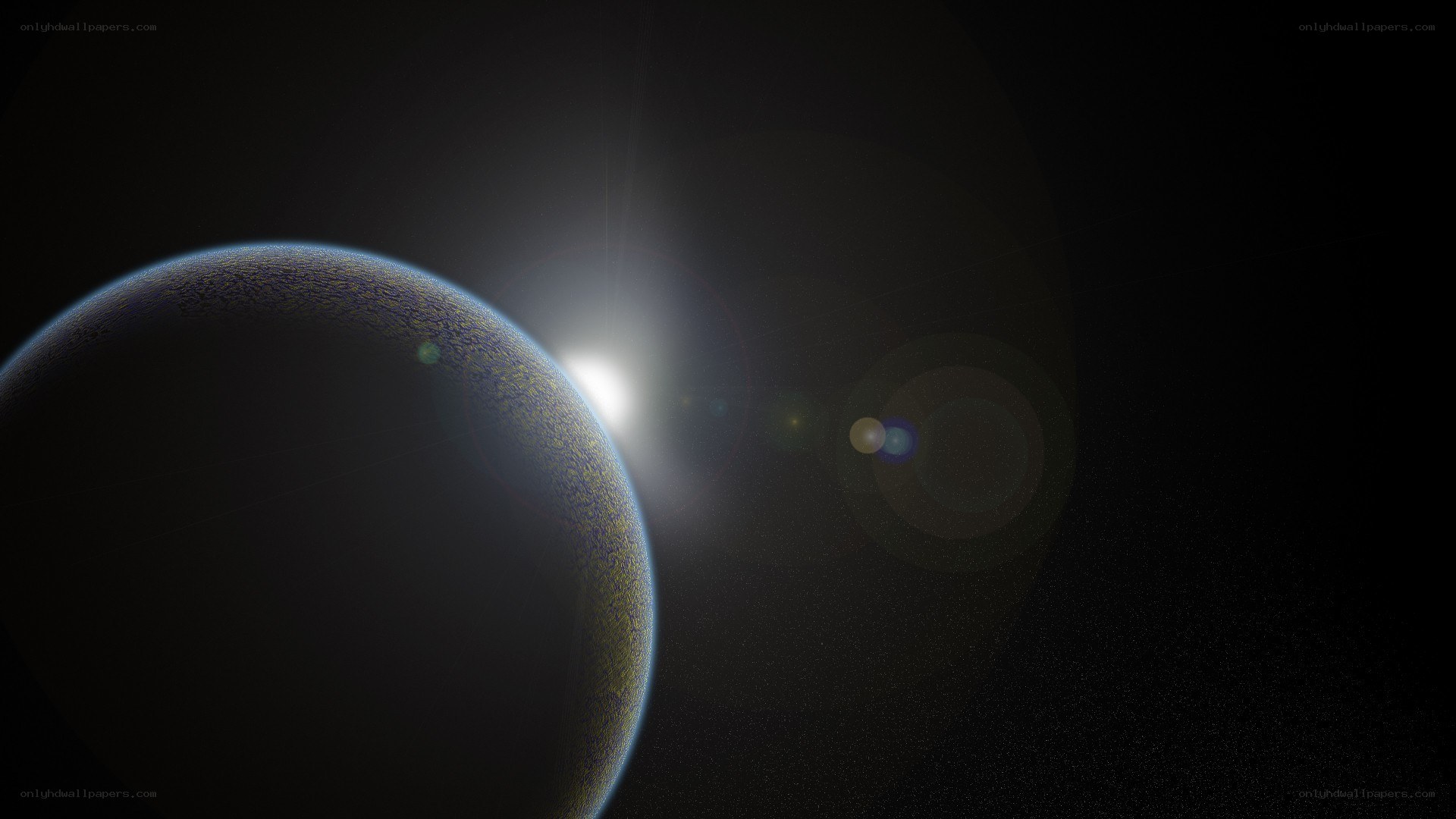 planet with star in background