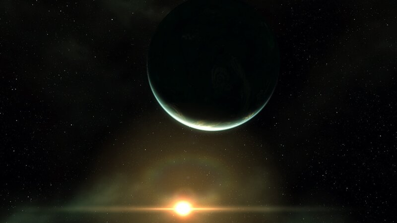 Planet with star in space