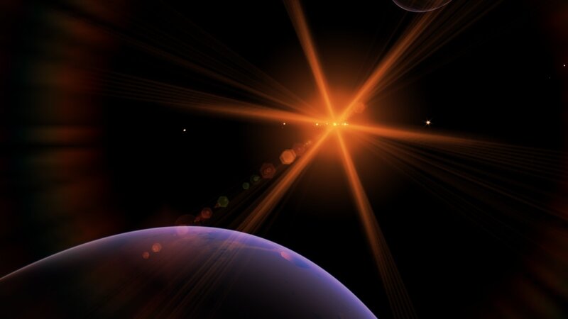 Planet with Starburst — Black, Dramatic, Night