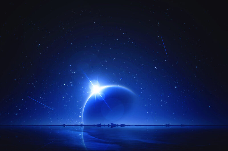Planet with Starburst — Blue