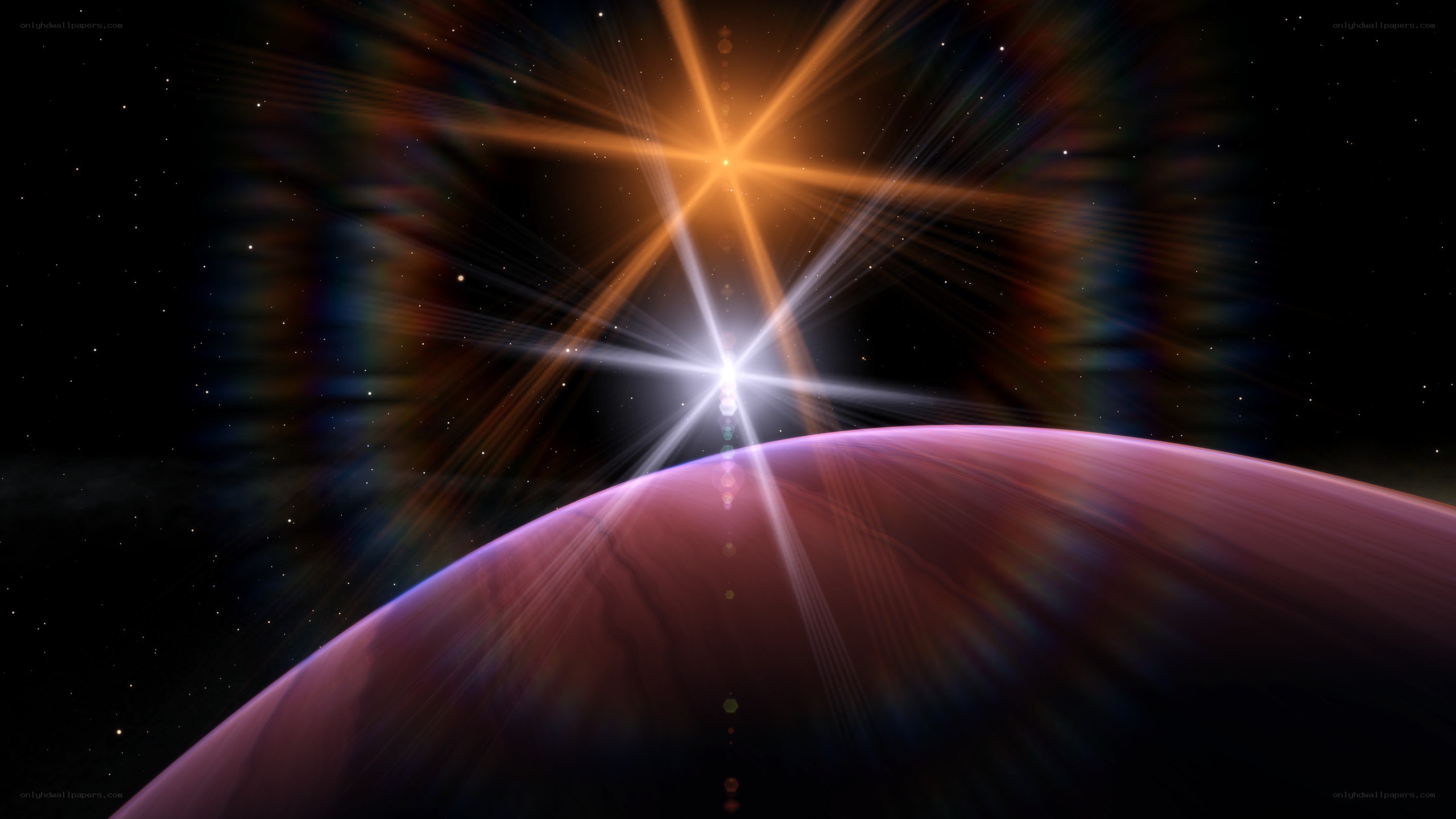 planet with starburst light