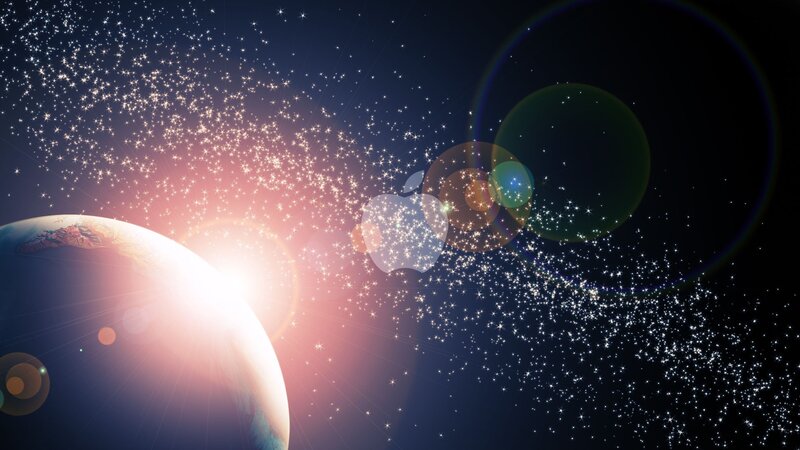 Planet with Starfield — Blue