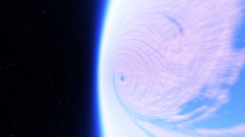 Planet with Storm System — Blue, Dramatic, 3d Render