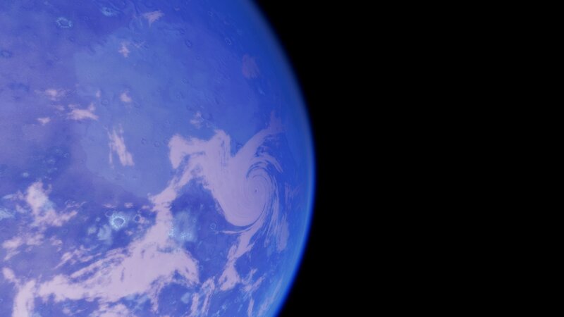 Planet with Storm System — Blue, Dramatic, Digital Art, Clouds