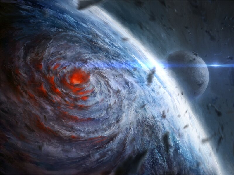 Planet with Storm System — Blue