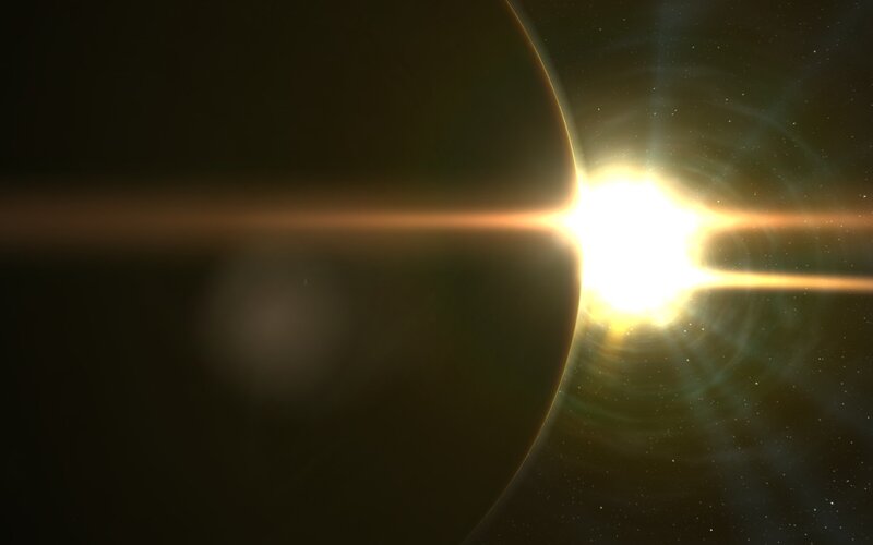 Planet with Sun Flare