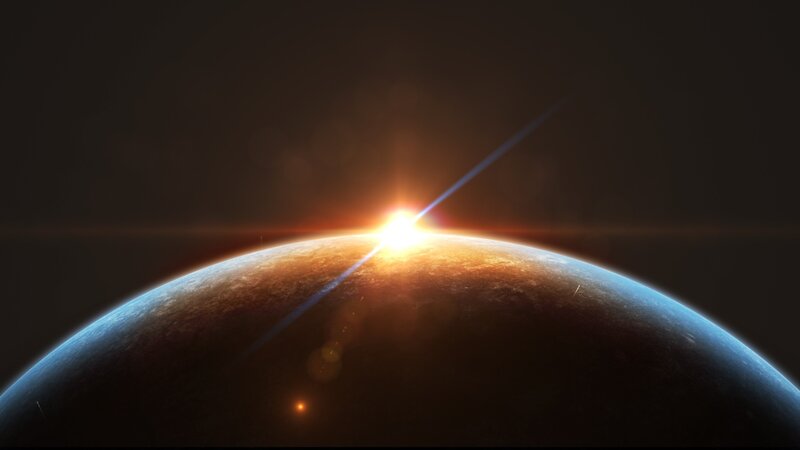 Planet with Sunrise — Blue